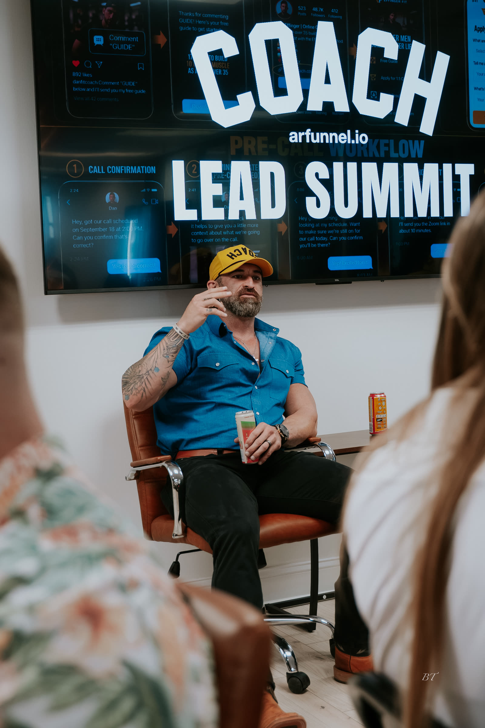 Mike in a breakout under the COACH Lead Summit screen