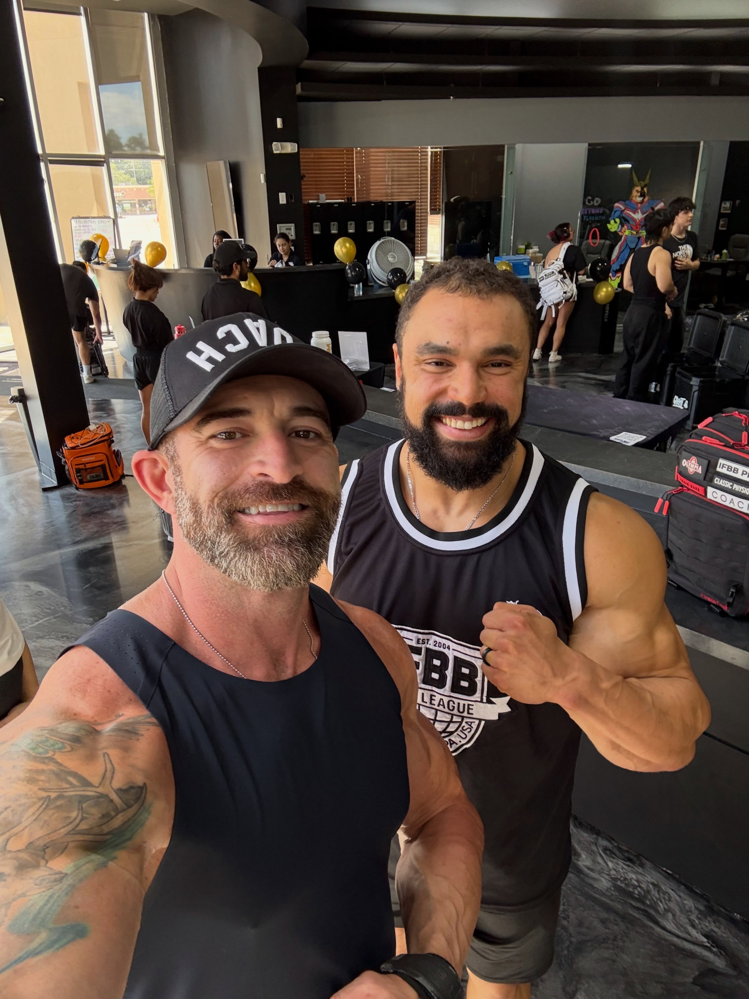 Mike Crowson at the gym with a training partner