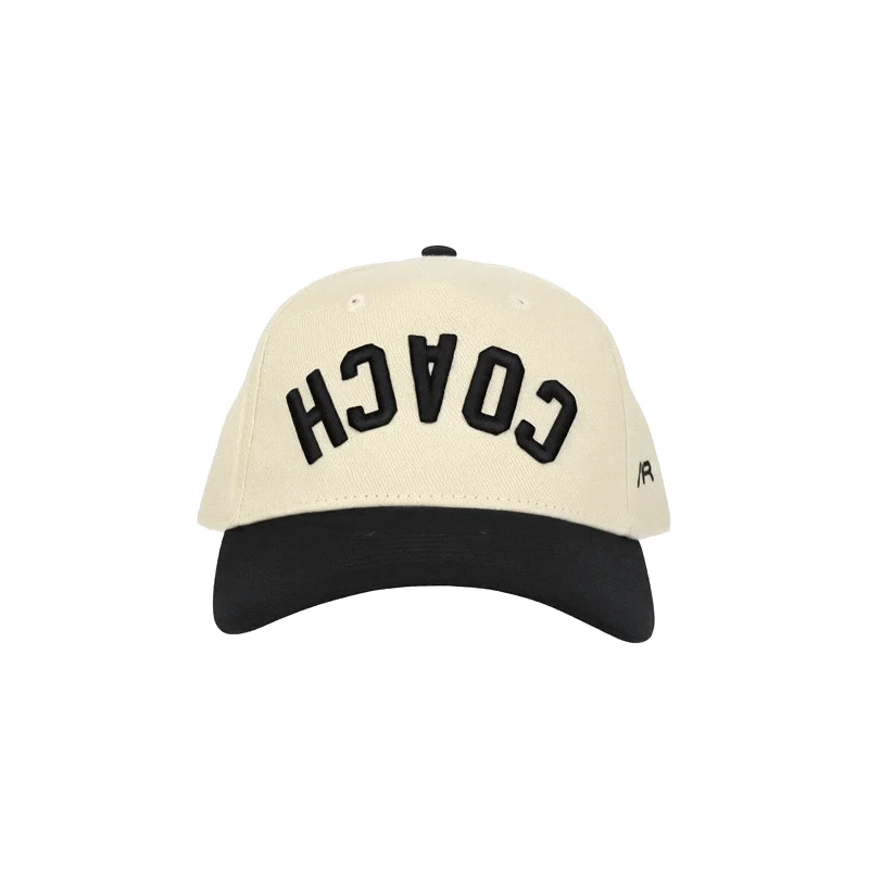 COACH Hat, Black and Cream, quarter front