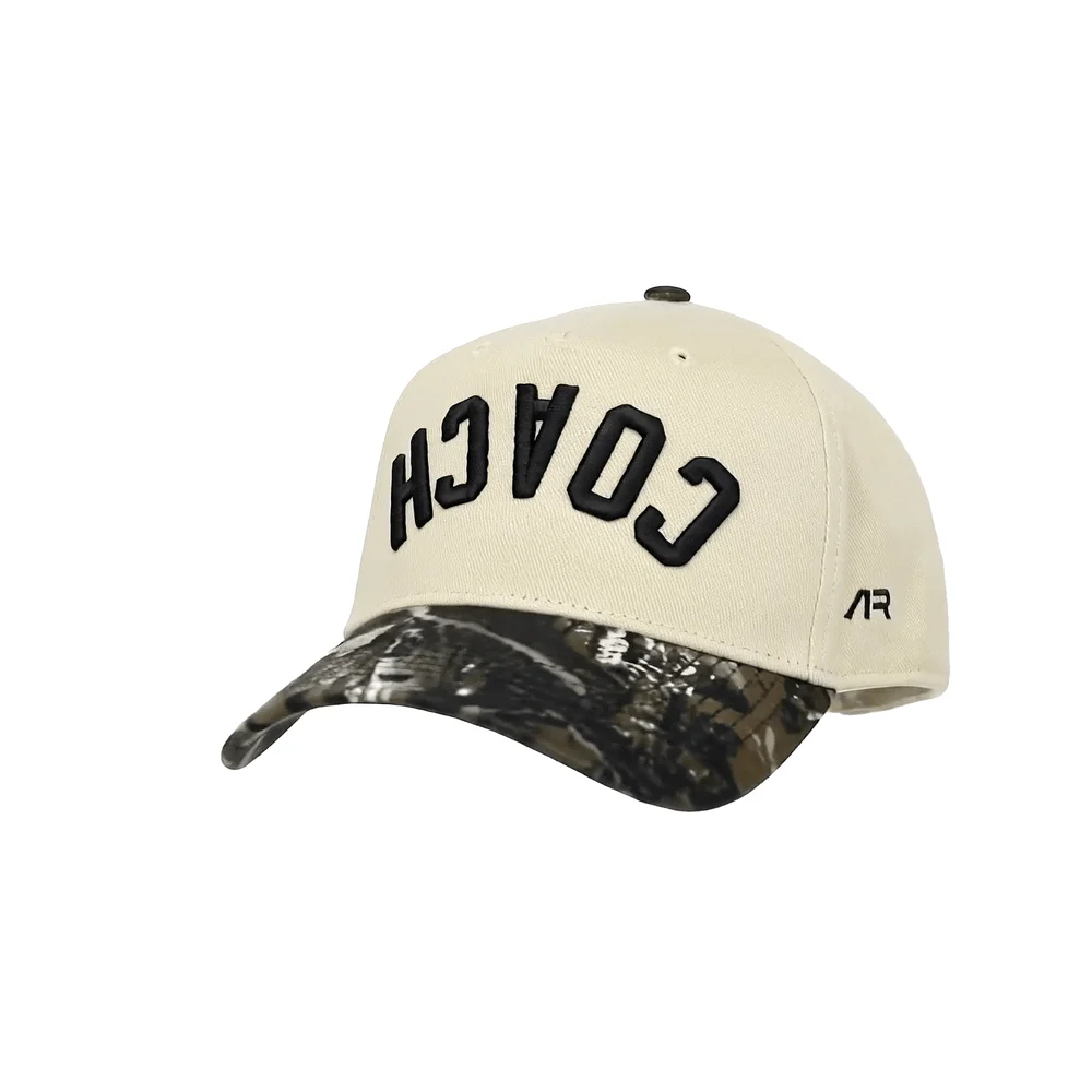 COACH Hat, Camo and Cream, quarter front, ar side