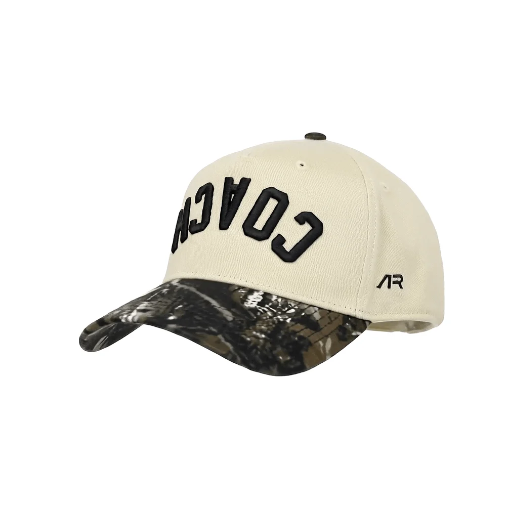 COACH Hat, Camo and Cream, quarter front, ar side