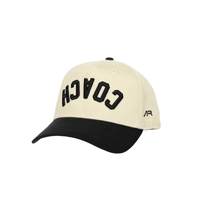 COACH Hat, Black and Cream, quarter front, ar side