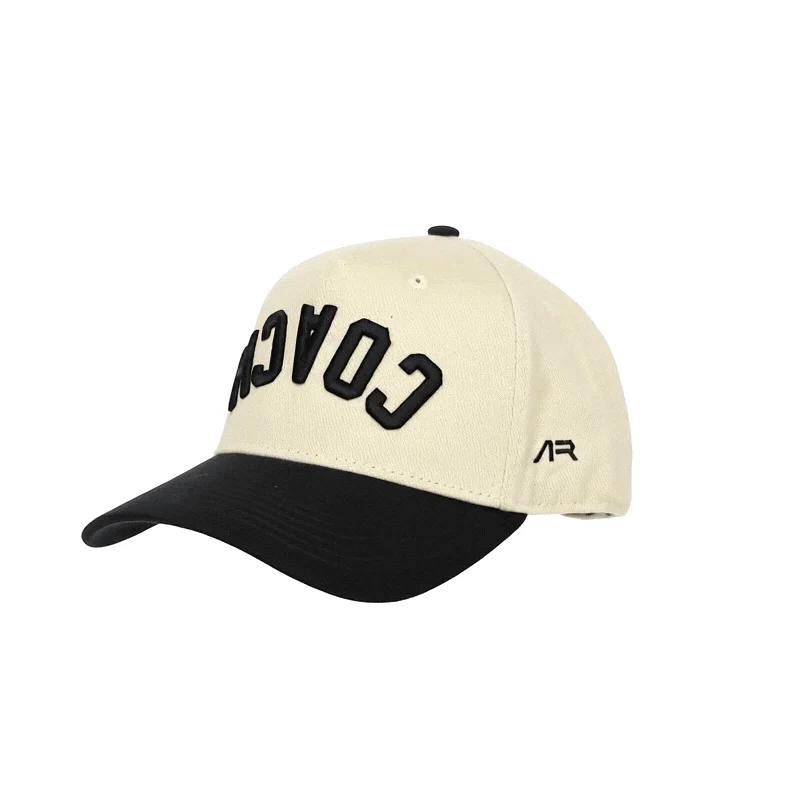COACH Hat, Black and Cream, quarter front, ar side