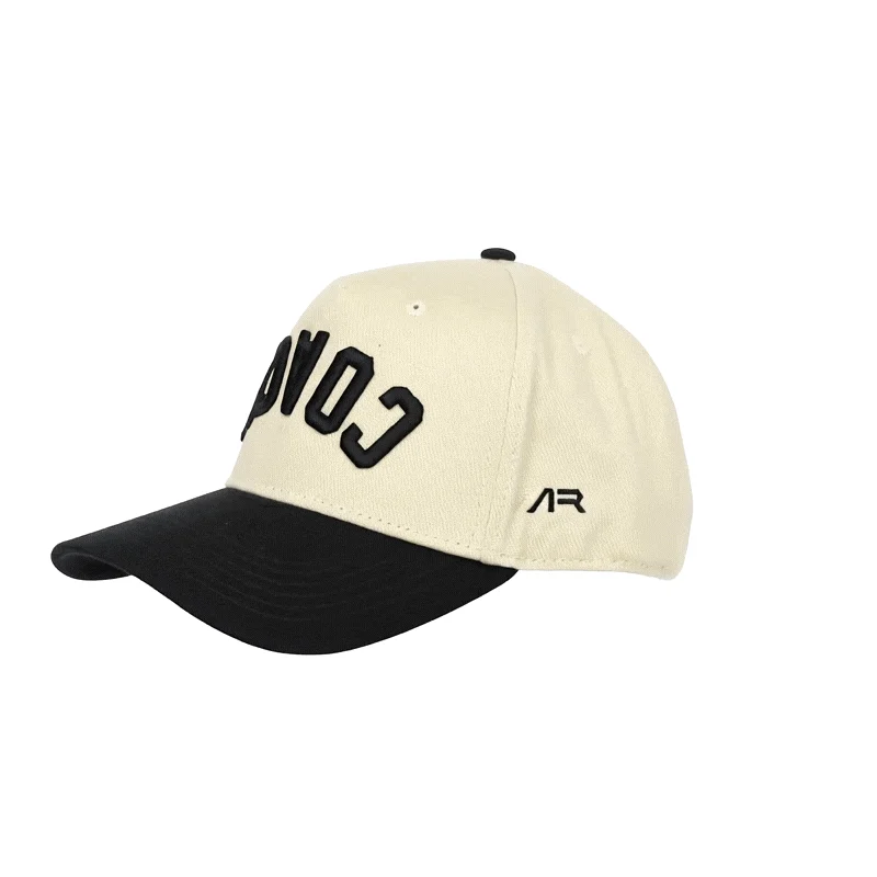 COACH Hat, Black and Cream, quarter front, ar side