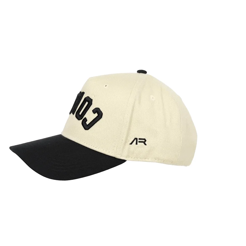 COACH Hat, Black and Cream, side, ar mark