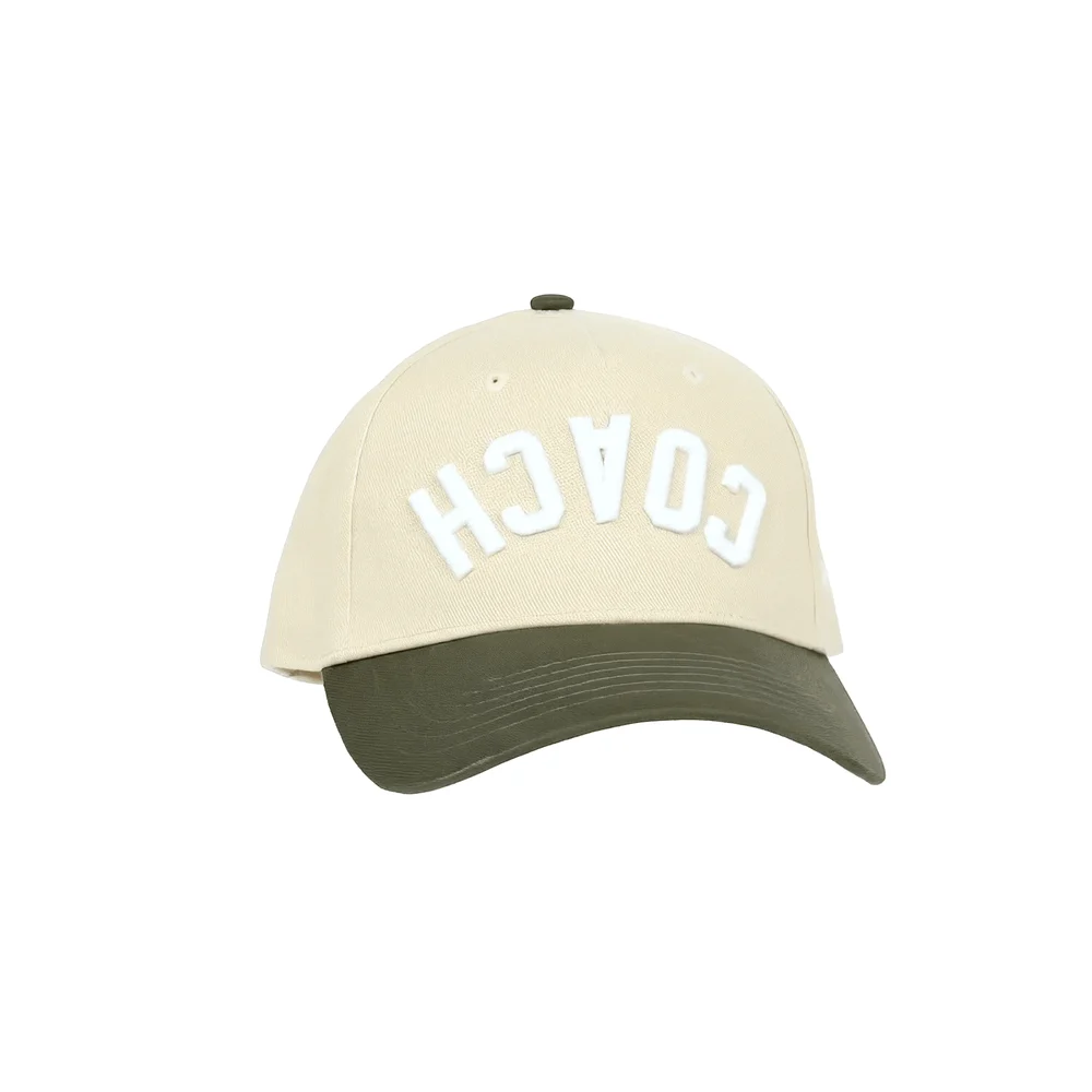 COACH Hat, Olive and Cream, quarter front