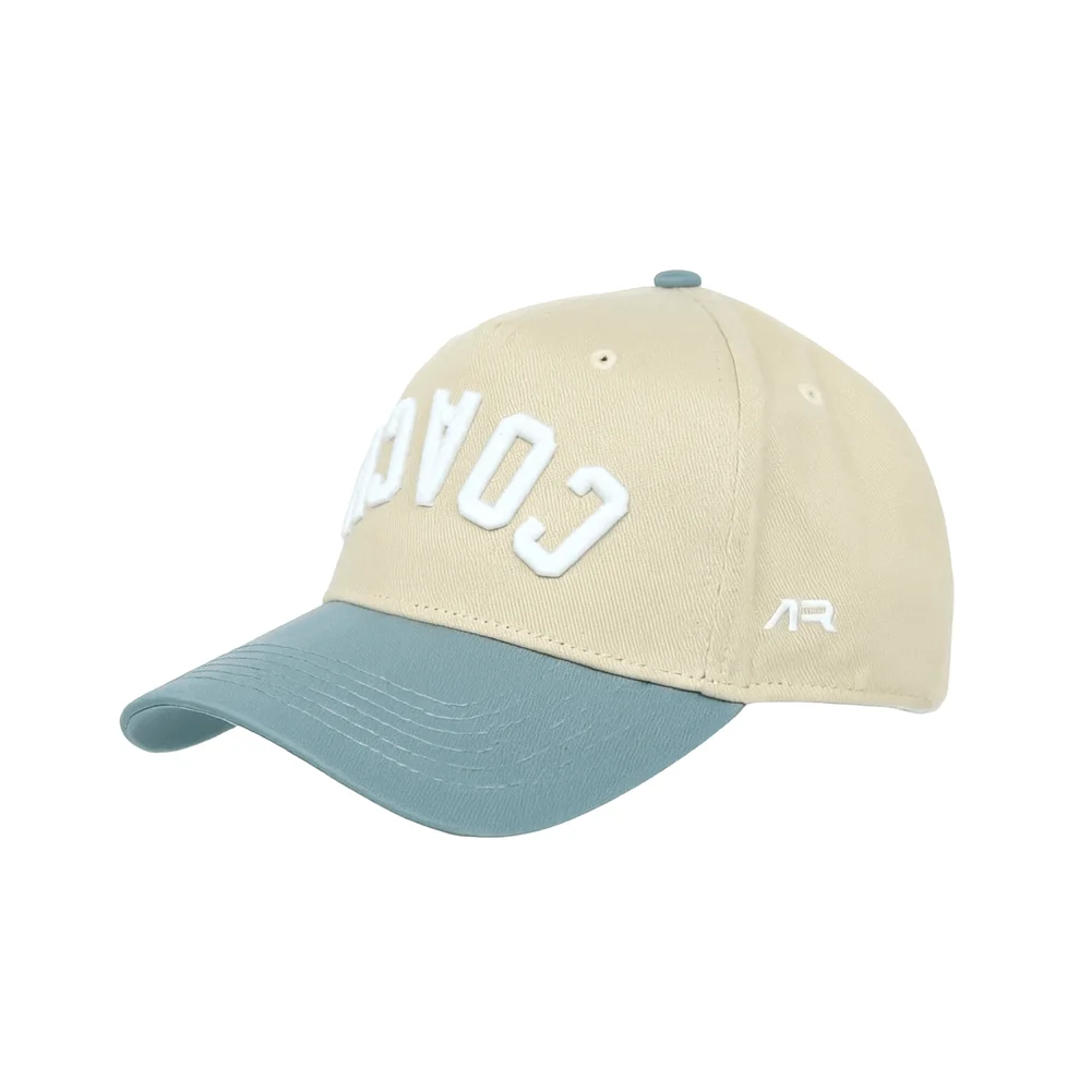 COACH Hat, Sky Blue and Cream, quarter front, ar side