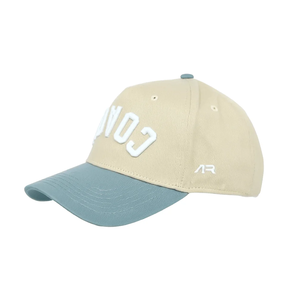 COACH Hat, Sky Blue and Cream, quarter front, ar side